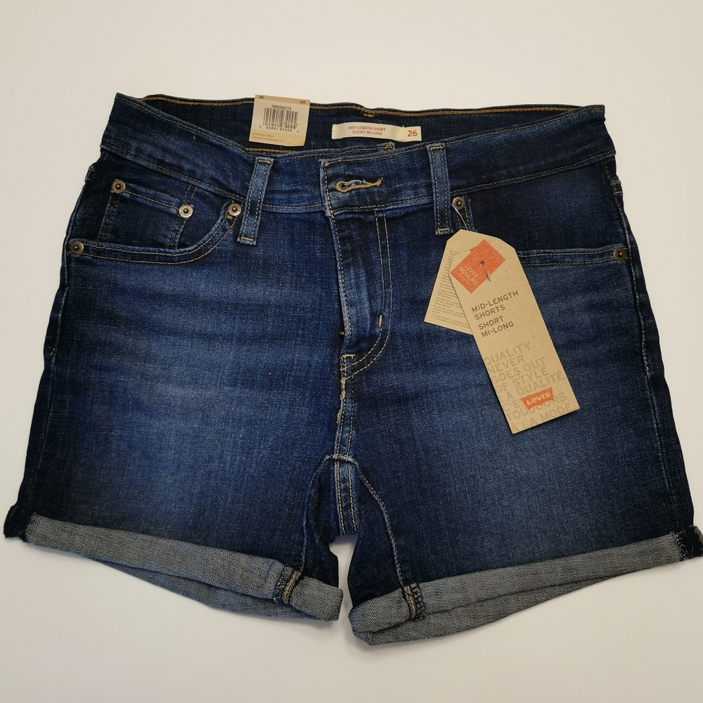 Levi's Mid Length Dark Blue Denim Shorts